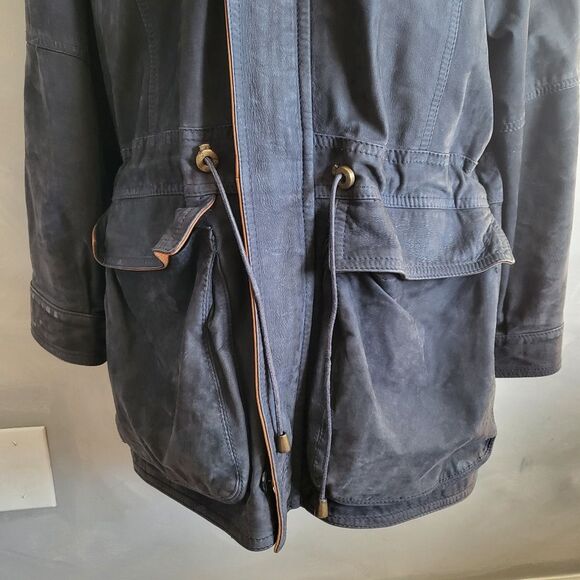 Vintage Leather Vera PELLE Barn Coat Jacket Italy Ash Black Brown Tan Size M - Picture 3 of 14